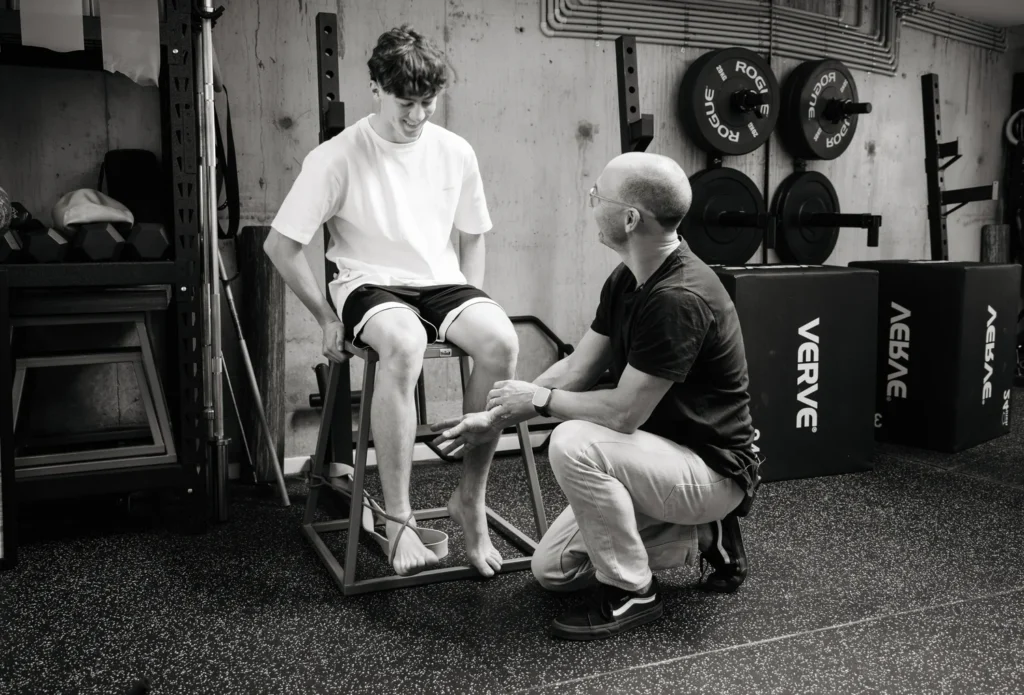 Andrew Renkert treating his young physio patient